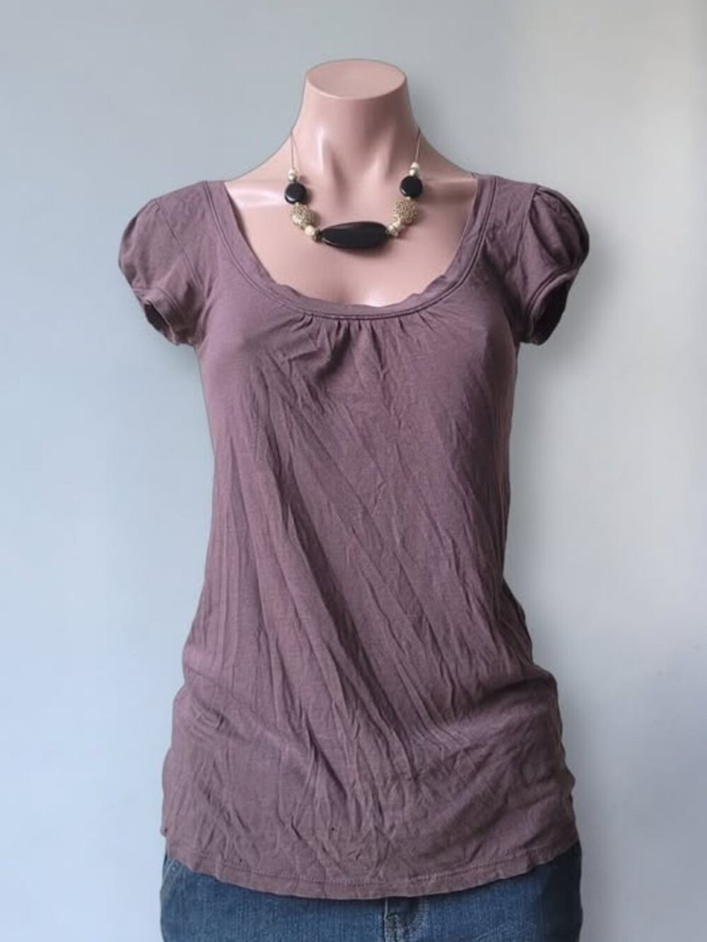 Mossimo Goth Princess Scoop Neck Cap Sleeve T-Shirt Cotton (M)